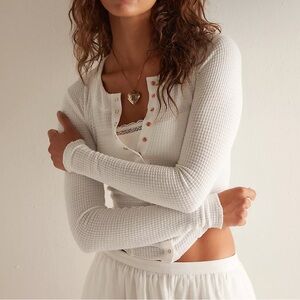 Free people going places cardi white waffle XS EUC